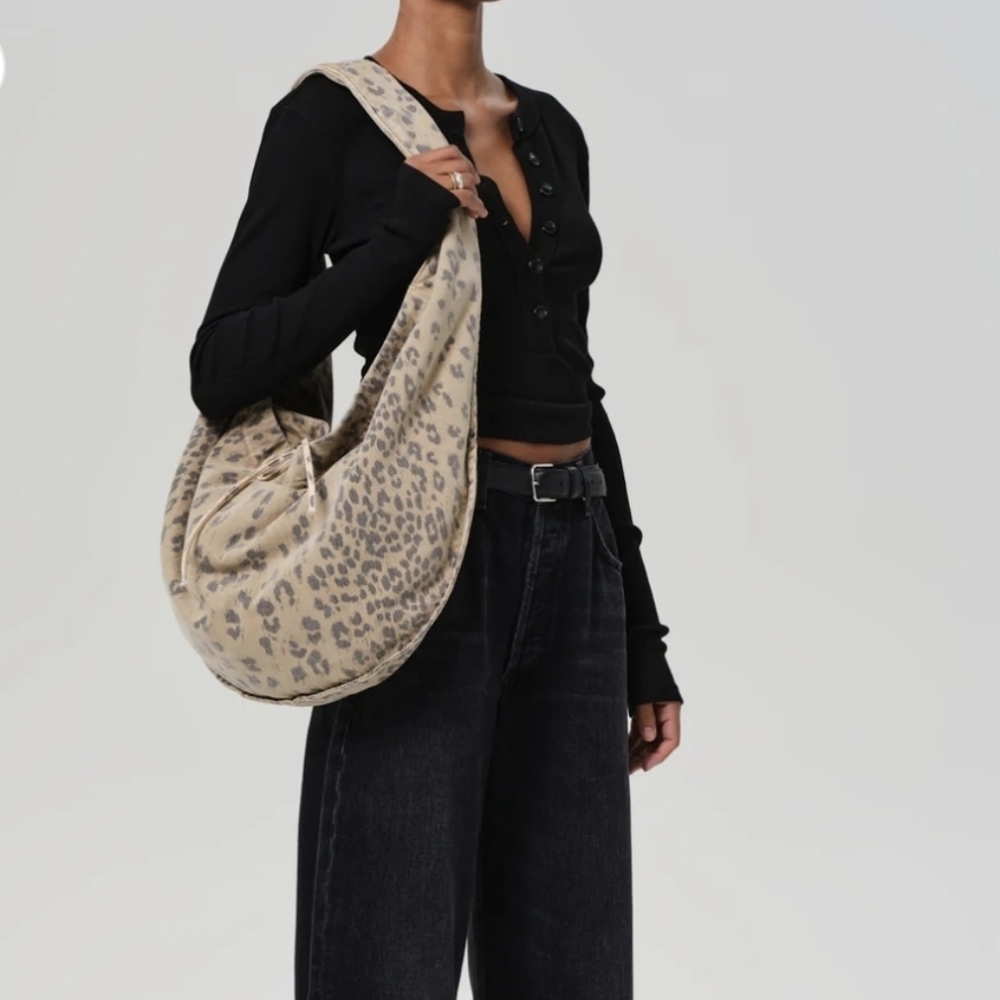 C.O.H. Boho Bag Cheetah Print Denim Shoulder Bag